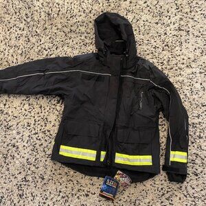 Black High-Visibility Hooded Work Jacket